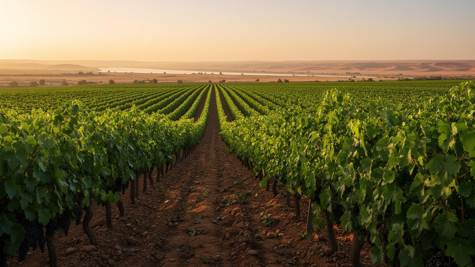 Sunrise over the AMZA vineyard in Egypt